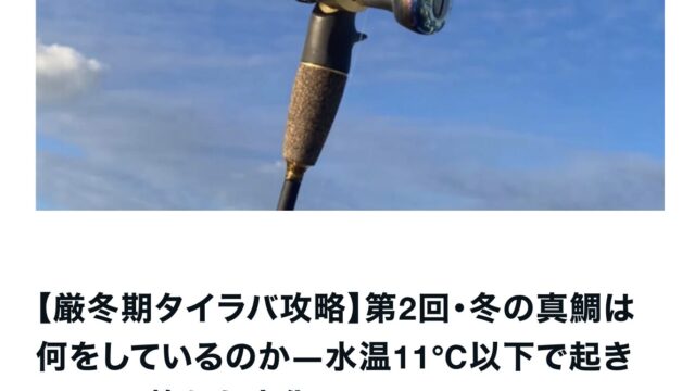 【第２回解説(ネタバレあり】冬の真鯛は、いったい海の中で何をしているのか